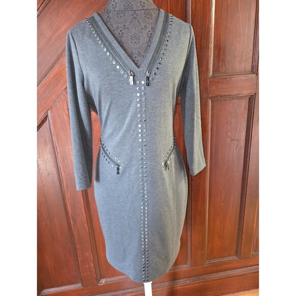 Karl Lagerfeld Paris Studded Gray Dress Size 8 - Picture 1 of 7